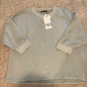 Zara Ladies Light army green distressed sweatshirt - NWT - size Small